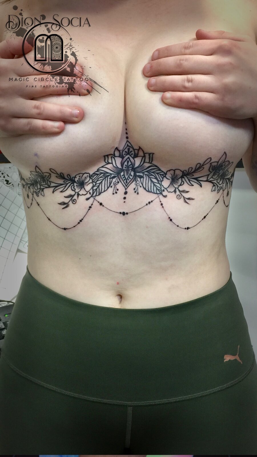 Ornamental Sternum Design - Black & Gray Tattoo by Dion Socia - Magic Circle Tattoo Bay City Michigan
