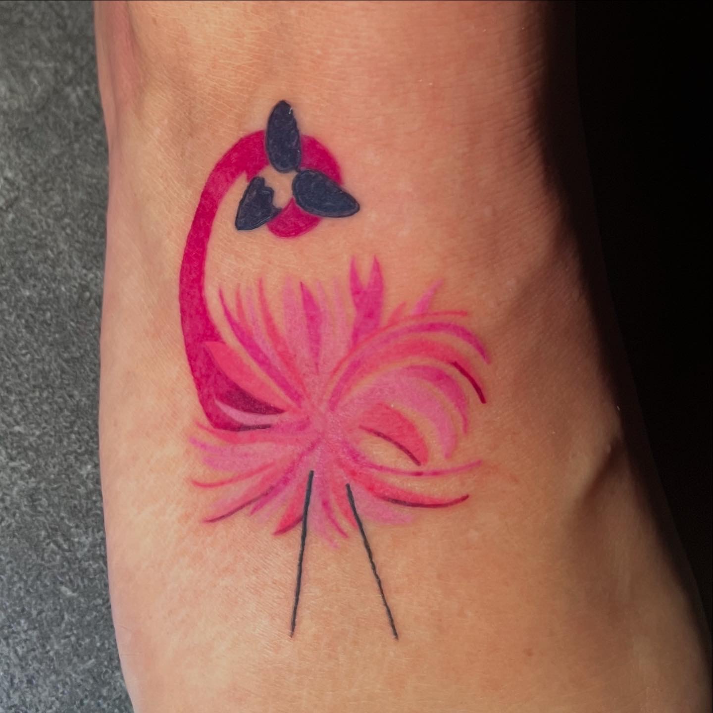 Minimalist Pink Flamingo by Bella Lagalo - Professional Fine Line Tattoo - Magic Circle Tattoo Bay City Michigan