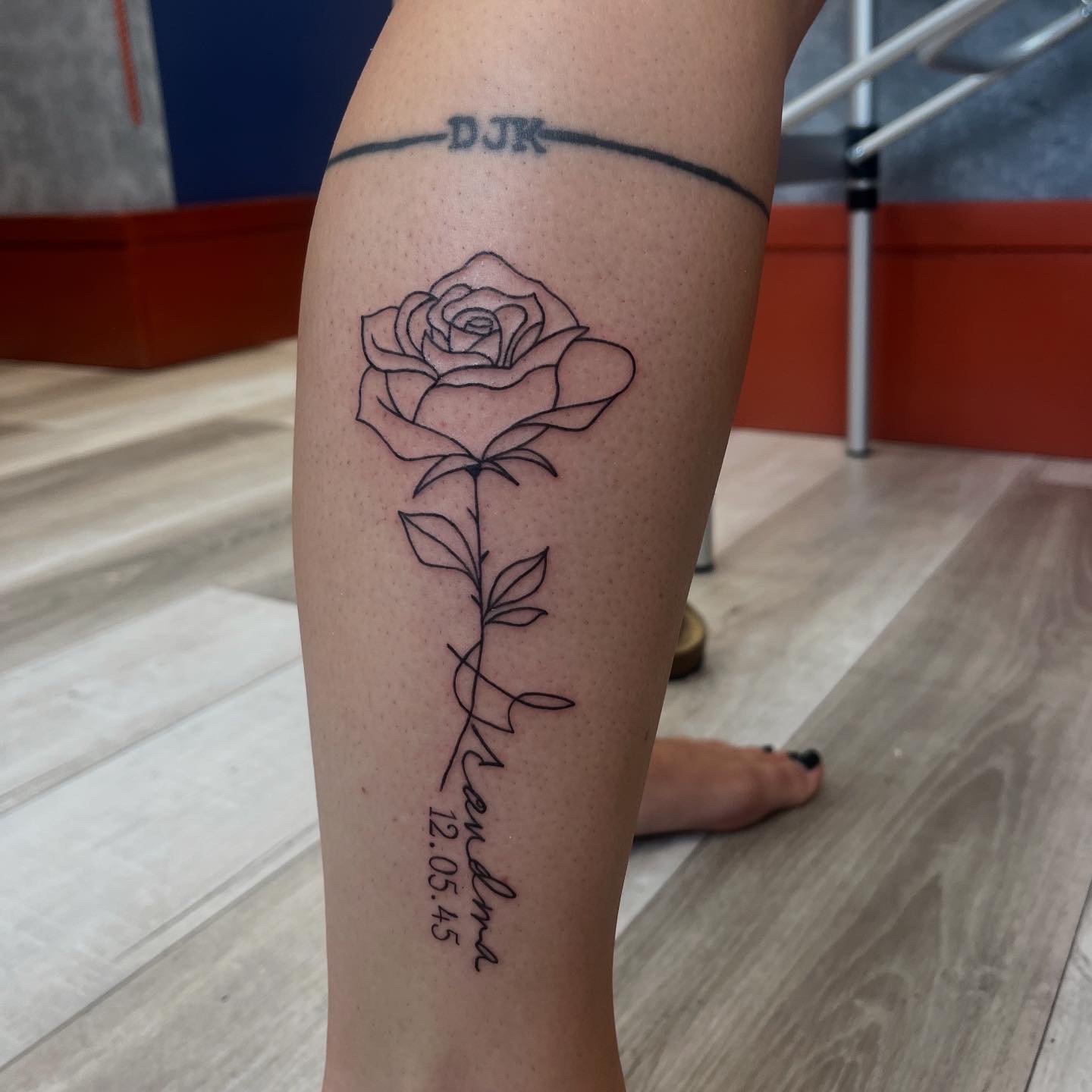 Memorial Rose with Signature by Bella Lagalo - Professional Fine Line Tattoo - Magic Circle Tattoo Bay City Michigan